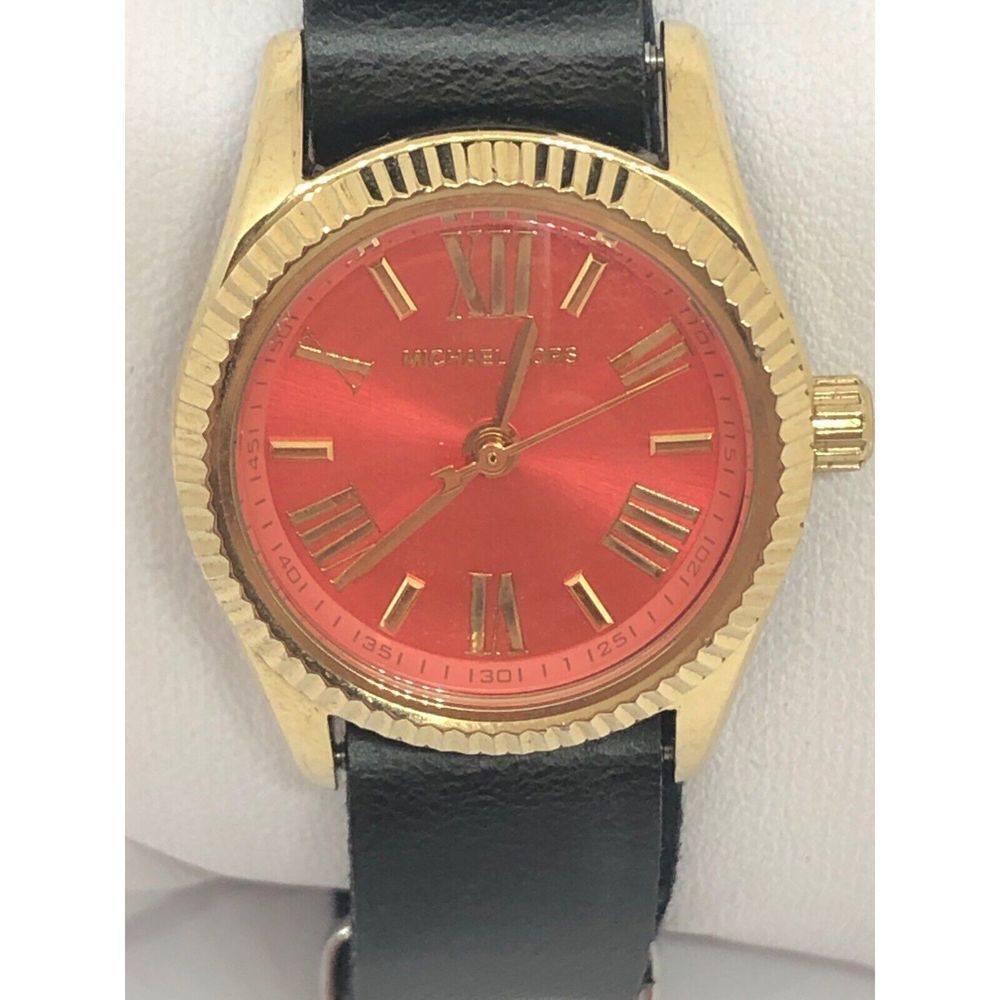 Michael Kors MK3284 Womens Black Leather Analog Dial Watch With Custom Band DV98 - Picture 2 of 8